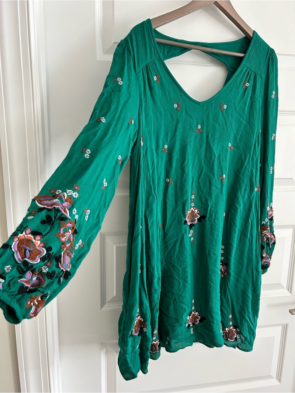 Free People Embroidered Dress Green Size M